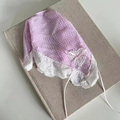 Rosa kariertes Spitzen-Stirnband mit Herz-Applikation und zartem Schleifendetail für Damen - Gingham Haarband mit Schleife / Rosa