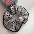 Pink dalmatian print scrunchie with black edging for women in ballet style - White Base Black Leopard (5344984572214)