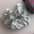 Elegant light blue floral silk scrunchie with botanical pattern and soft satin texture - White Blue Texture (5344984572213)