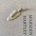 Elegant gold metal hair clip with a cream-white marble triangle acetate detail - 11# Silver White Leaf