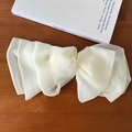 Elegante elastico per capelli in organza bianco crema con grande fiocco e strati velati - Fermaglio per Capelli con Fiocco in Organza Beige (6#)