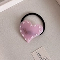 Pink heart-shaped hair tie with Barrette La France resin charm and black elastic band - Pink Heart (1#)