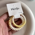 Gradient spiral hair tie set in cream and yellow colors with high elastic resin material - Yellow White Gradient (3#)