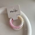 Gradient spiral hair tie set in pink and yellow hues on a white ceramic tray - Pink White Gradient (2#)