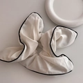 Minimalist white scrunchie with black trim edging made of soft chiffon fabric - White (4# White Kite Hair Tie)