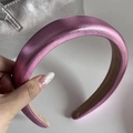 Metallic pink purple padded headband with thick high top design for women hair styling - Headband / Rose Red