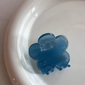 Pinza para el pelo de flor azul translúcida con letras doradas France Handmade en plato - Pinza de flor azul transparente / Azul Transparente (2#)