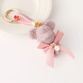 Rosa Strass-Bären-Schlüsselanhänger mit Buchstabe H Anhänger und Lederarmband - Buchstabe H Anhänger Stil / Rosa