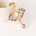 Elefant Schlüsselanhänger mit blauen Strasssteinen und goldener Legierung im Hohl-Design - Blau