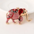 Elefant Schlüsselanhänger mit rosa Strasssteinen und goldenen Emaille-Details - Rot