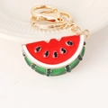 Portachiavi creativo a anguria con smalto rosso e strass neri brillanti decorativi - Stile Anguria (CHY-6700)