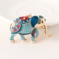 Südostasiatischer Elefant Schlüsselanhänger in Gold mit blauem und rotem Emaille - Blau