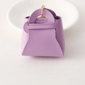 Mini lavender faux leather coin purse keychain with gold hardware and lychee texture - Purple