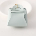 Mini mint blue leather coin purse keychain with golden metal ring and lychee texture - Light Blue