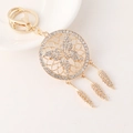 Llavero atrapasueños dorado con diamantes de imitación blancos y colgantes de plumas - Blanco