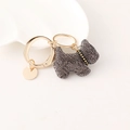 Sparkling grey crystal studded dog keychain with gold-plated hardware and keyring charm - Gray
