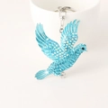 Squisito portachiavi a forma di uccello in cristallo blu con base in lega d'argento - Blu