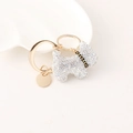 Sparkling crystal encrusted Scottish Terrier puppy keychain in silver with gold hardware - White