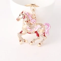 Squisito portachiavi a forma di cavallo al galoppo con smalto e strass - Rosa