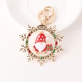 Sparkling Christmas gnome snowflake keychain with 2025 tag and colorful rhinestones - Santa Claus Style (CHY-6825)