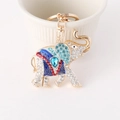 Portachiavi elefante dorato con strass blu e bianchi e decorazioni in smalto - Blu