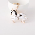 Elegante portachiavi cavallo in smalto bianco con placcatura oro e cristalli lucenti - Bianco