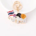Porte-clés éléphant Thaïlande coloré avec strass brillants et boucle de cheval dorée - Blanc