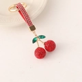 Portachiavi a ciliegia con cristalli rossi e cinturino in strass dorati di lusso - Stile Cinturino in Strass / Rosso con Cinturino in Strass