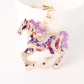 Portachiavi cavallo dorato con strass bianchi e smalto viola per ciondolo borsa moda - Viola
