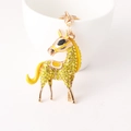 Goldener Pferde-Schlüsselanhänger mit gelben Steinchen und Emaille für Taschen - Gelb