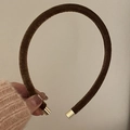 Cerchietto in velluto marrone con estremità in metallo dorato in stile retrò da donna - Cachi