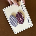 Fermagli per capelli ovali in tweed stile francese viola e rosso per bambine - 8# A Strisce Viola Bianco Ovale
