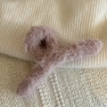 Pink purple plush claw clip for women featuring fuzzy faux fur and soft mohair texture - Pink