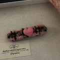 Fermaglio per capelli in tweed rosa e marrone con cuore fatto a mano su vassoio - Clip Ovale Lunga Quadri Rosa Nero-Cuore Rosa