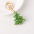 Portachiavi albero di Natale verde scintillante con strass e anello dorato - Albero di Natale Verde Chiaro