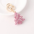Portachiavi albero di Natale con strass rosa e chiusura in metallo dorato per borse - Albero di Natale Rosa