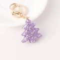Portachiavi albero di Natale viola con strass e anello in metallo dorato lucido - Albero di Natale Viola