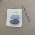 Contrast tweed hair clip set with blue stripes and bow design on white display card - Blue Stripe Bow Style (5848457582392)