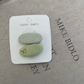 Set di fermagli per capelli in tweed a contrasto con righe verdi e fiocco dorato - Stile Fiocco Riga Verde (5848457582393)