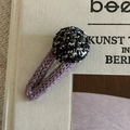 Graziosa clip per capelli BB viola lavorata a maglia in stile coreano con sfera in tweed - Sfera Rotonda Verde (Fermaglio Viola)