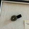 Fermaglio vintage in velluto nero con zircone rettangolare e piccoli strass lucidi - 1# Clip Becco d'Anatra Zirconia Grigio