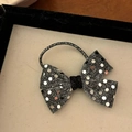 Eleganter schwarzer Pailletten-Schleifen-Haargummi mit silbernen Punkten für Festlichkeiten - Silberne Pailletten-Schleife-Haargummi (1# Silver Sequin Bow Hair Tie)
