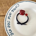 Elastic red hair tie featuring a cute resin bear ornament and sparkling gold rhinestone bead - Bear Style (6# Wine Red Large Bear Hair Tie)