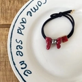 Elastic hair tie featuring a red resin bow with gray gemstone and sparkling red rhinestones - Bow Knot Style (7# Wine Red Bow Hair Tie)