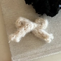Fermaglio per capelli a fiocco in maglia bianco crema con morbida consistenza - 1# Fiocco in Filato Bianco