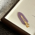 Barrette à cheveux à paillettes violettes élégante avec base en métal doré pour femmes - Clip Violet Clair Pailleté
