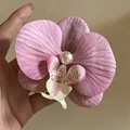 Elegante fermaglio per capelli a orchidea rosa con perla per acconciature estive - Stile Fiore Singolo Grande / Rosa