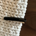 Minimalist long black hair clip with gold France Handmade lettering and metal grip - Oval Style / Black