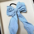 Eleganter hellblauer Haarclip mit strukturierter Schleife für feminine Frisuren - Haargummi / Blau