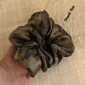 Retro bronze texture large scrunchie with metallic gloss finish for women ponytail - Large / Khaki